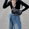 Retro Spicy Girl's Armpit Bag with Texture, Crossbody Style, Stick Bag, Strap, Armpit Bag, Trendy Cylindrical Bag