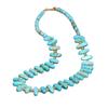 Turquoise Barrel Bead Necklace – Gold Accent Boho Jewelry, Protection Calm Gift for Women
