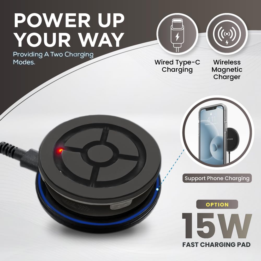 Megacom DuoMon3 PRO 2025 Pocket IPX7 Wireless and APP Adjustable Charging Pad with Reconnection Version Version, Auto-reconnect Function, 1P/2P