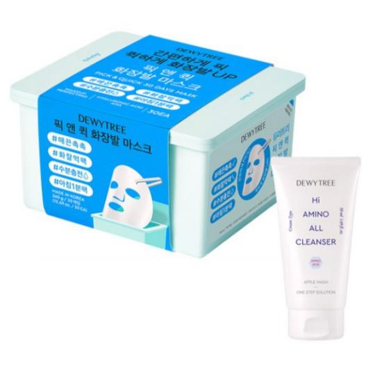 

DEWYTREE Special Pick & Quick Makeup-Prep Mask Set – 30 Pull-Out Masks (360g) + Hi Amino Foam Cleanser 50ml Pull-Out Masks + Hi Amino Foam Cleanser