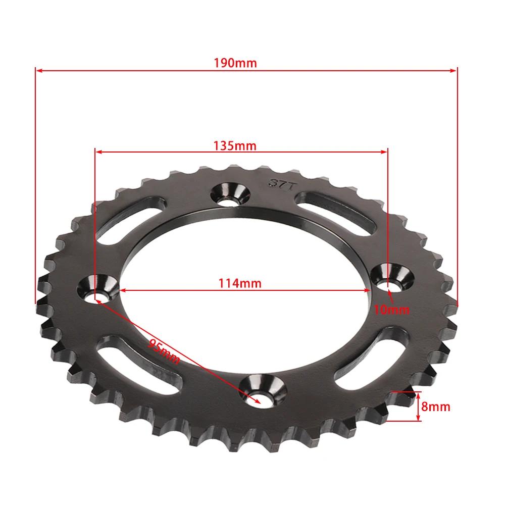 Motorcycle Sprocket Gear Accessories 530 37T Tooth 114mm Rear Black Chain Sprocket for ATV Dirt Pit Bike Motorcross Moto Parts