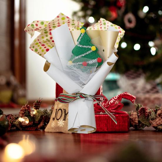 Mini vánoční kytice Umělé jehličí Borovice Šiška Bavlněná květina Ruční kytice Ornament Roztomilé stolní ozdoby Dekorace na vánoční stromeček