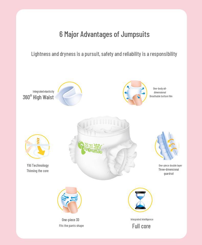 Qiu Qiu Cat Ultra-Thin Breathable Cotton Baby Diapers XL/XXL