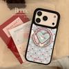 Gold-plated Blue Checkered Heart-shaped Apple IPhone 17 Pro Max Phone Case, Compatible with IPhone 16, 12, and 15 Magnetic Stand Phone Case