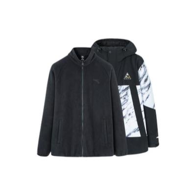 Comprehensive Training Series Full-Print Logo Zippered Three-In-One Hooded Jacket Men Outerwear Black 952247670-3