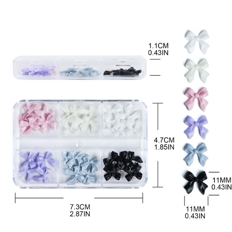 30pcs Resin Bowknots Nail Art Decorations 3D Bows Ornaments Charms Jewelry DIY UV Gel Design Cute Manicure Accessories