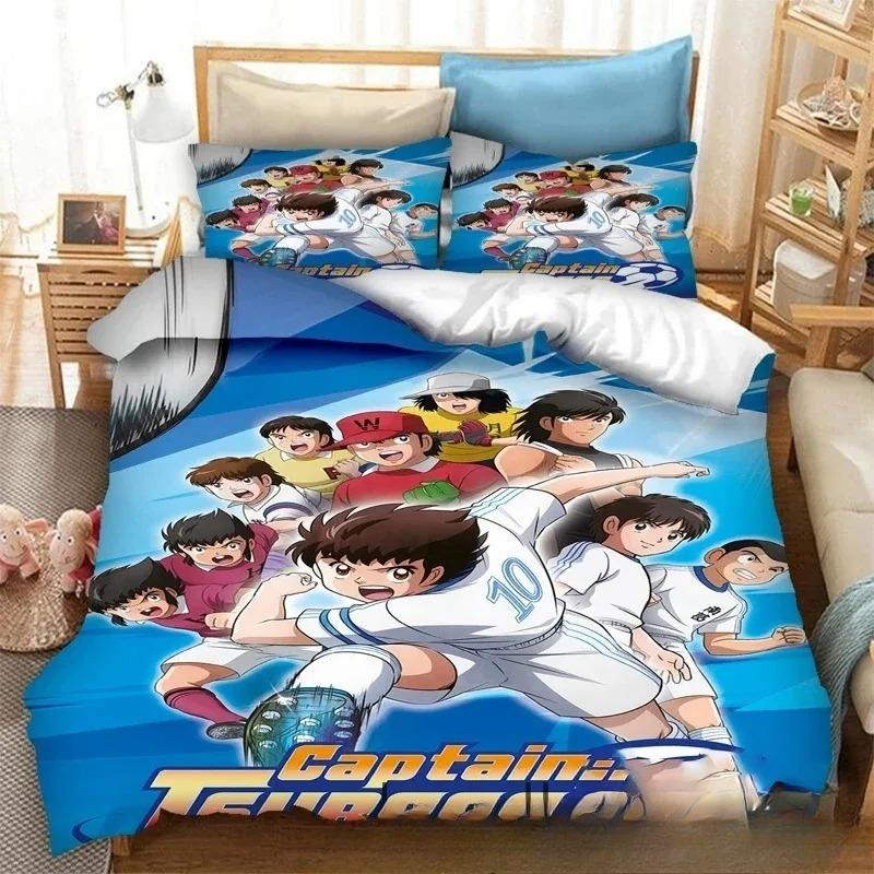 

Cartoon Football Duvet Cover Captain Tsubasa Pillowcase Bedding Set Adult Boys Girls Bedroom Decoration Single Double Size EU single(135x200cm)