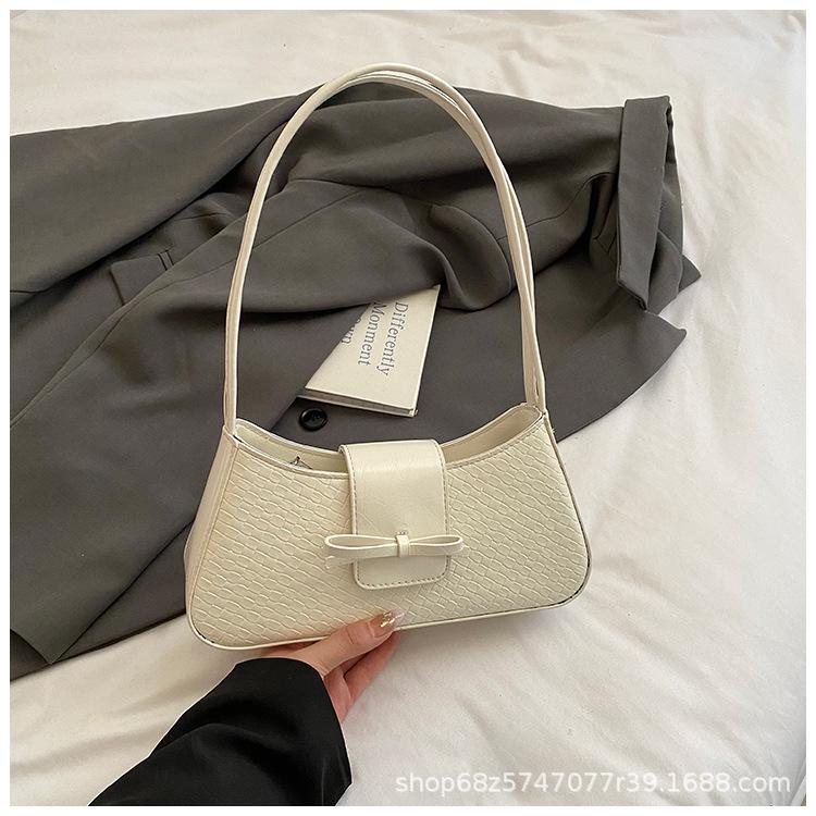 

2025 summer new Korean niche design baguette bag fashionable texture commuting versatile shoulder bag underarm bag women білий