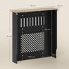Wooden Slatted Radiator Cover, Crisscross Detailing, Top Shelf, 78 x 19 x 81 cm, Black
