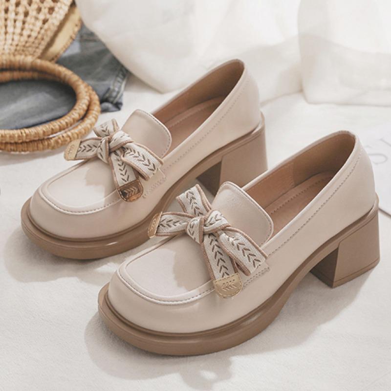 British Style Shoes Woman  Loafers with Fur Autumn Clogs Platform Slip-on Round Toe Female Footwear Oxfords Preppy New Fall