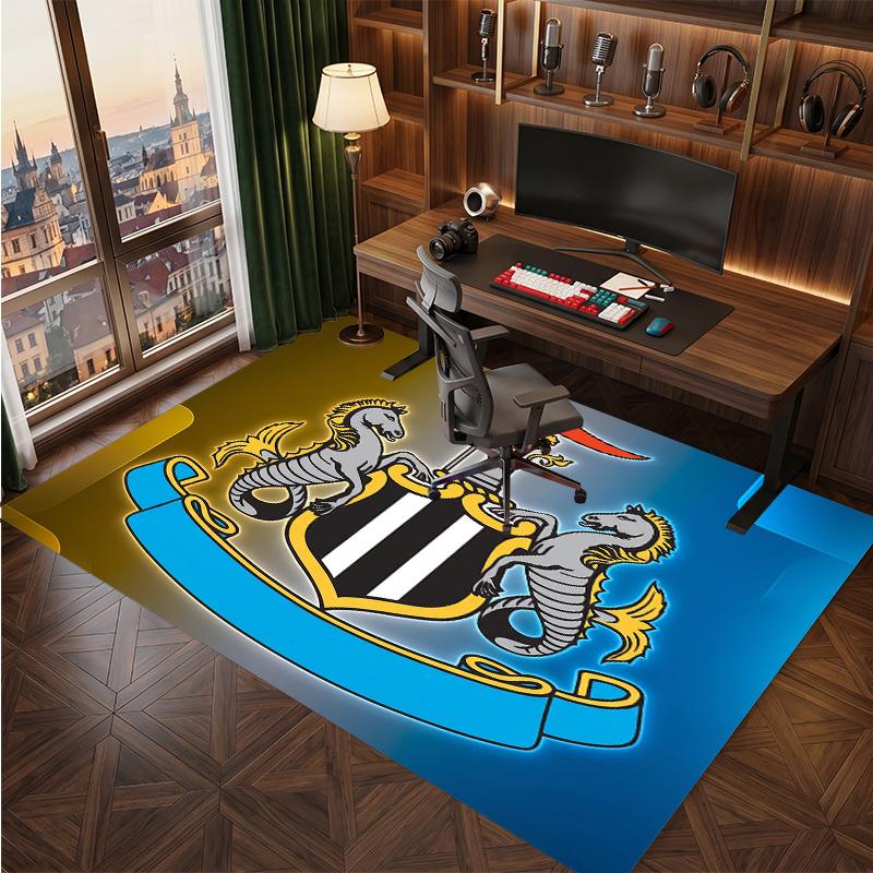 Tappeto in Velluto di Cristallo con Stampa di Calcio del Newcastle United, Comodo Assorbente d'Acqua Antiscivolo Tappeto per Pavimento Interno