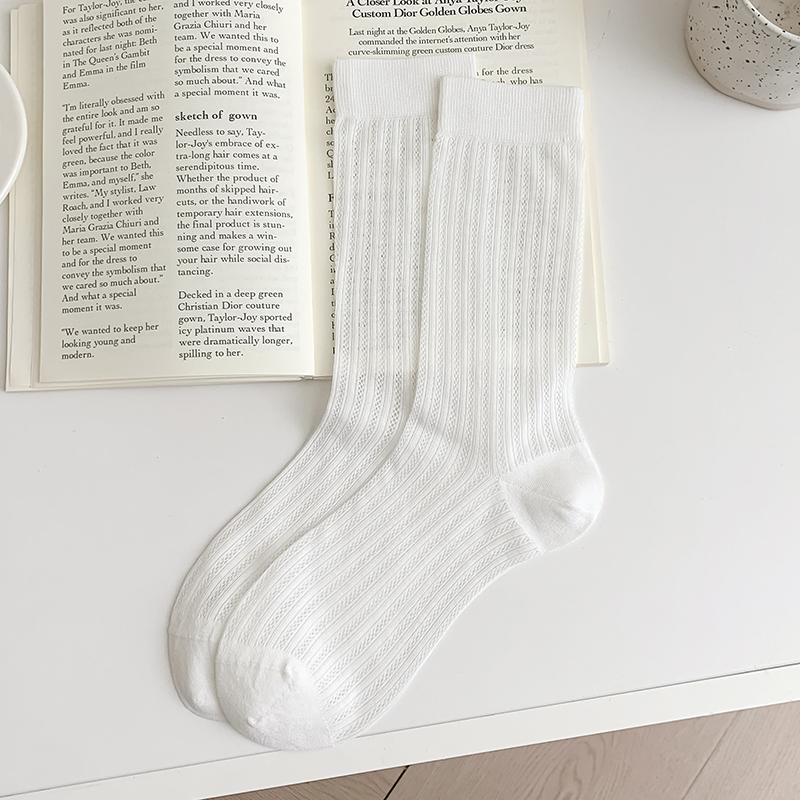 Socks For Women Summer New Solid Color Breathable Girl Thin Socks Simple Japanese Style Casual Mesh Socks Hollow Out Comfortable