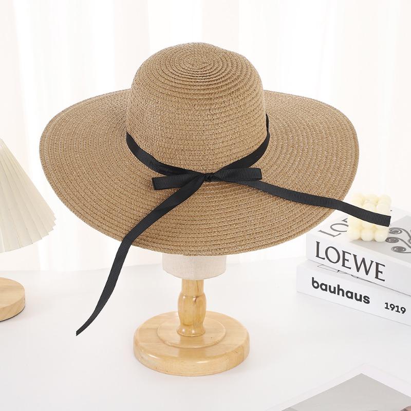 

Летняя женская шляпа от солнца с бантом и лентами, пляжная шляпа для отпуска на море, складная шляпа от солнца с большими полями, соломенная шляпа Adjustable хаки