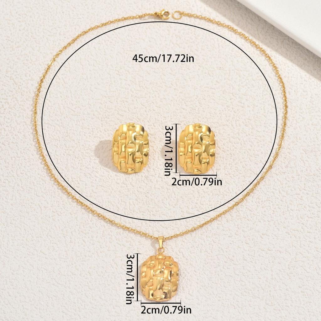 Irregular Women's Necklace Jewelry Set Geometric Folds Texture Design Earrings Versatile Premium Sense