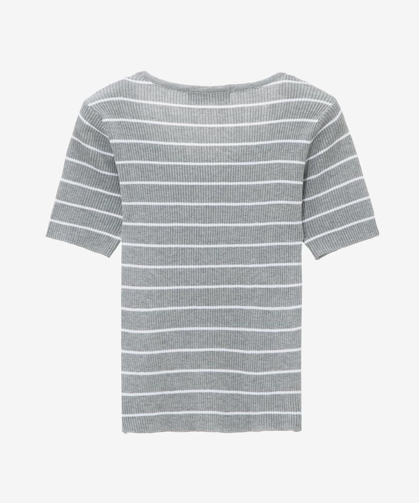 MIND BRIDGE WOMEN [[On]W] U-Neck Striped Slim Fit Knit - 4 Colors