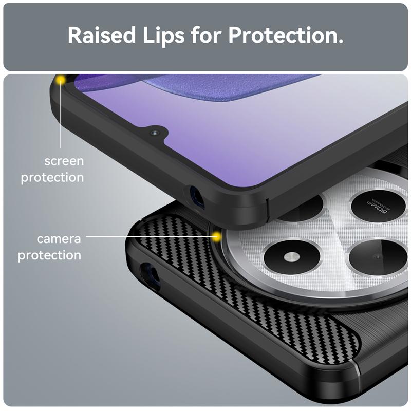 For Poco C75 Case Cover Xiaomi Poco C75 Capa Shockproof Armor Phone Bumper Carbon Fibre Back TPU Soft Cover Poco C75 C 75 Fundas