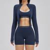 Contrasting Color Yoga Set Naked Sports Fitness Suit Women's Outdoor Running Three-piece Set