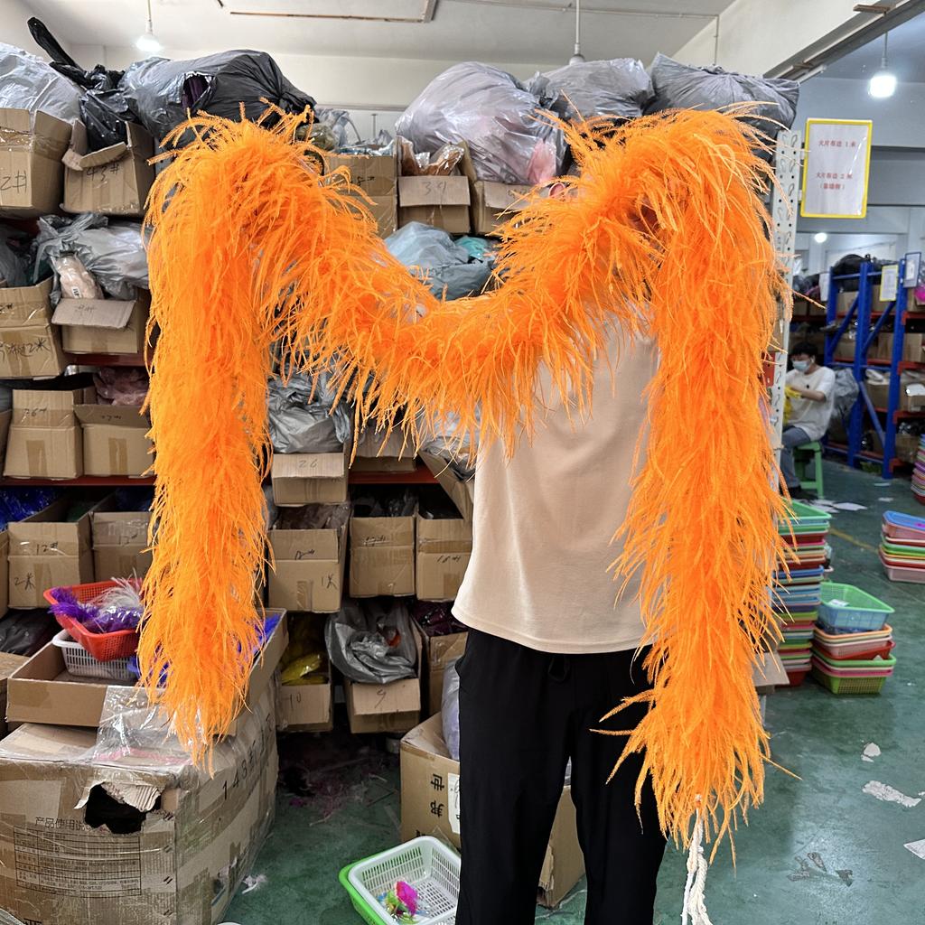DIY 1/2/3/6/10 Ply Natural White Ostrich Feathers Boa Trim for Craft Wedding Party Festival Clothing Decoration Plumes Shawl 2M