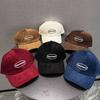 Vintage Corduroy Letter Embroidery Wide Brim Show Face Small Baseball Cap Maillard Milk Coffee Color Ins Couple