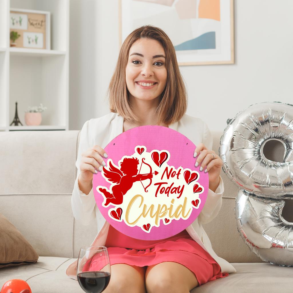 Not Today Cupid Valentine'S Day Door Sign Creative Anti-Valentine'S Day Door Hanger Funny Valentine Decorations For Door Window