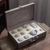 Golden Thread Iron Line Ru Kiln Ceramic Tea Set: Gaiwan, Teapot, Teacup, Gift Box