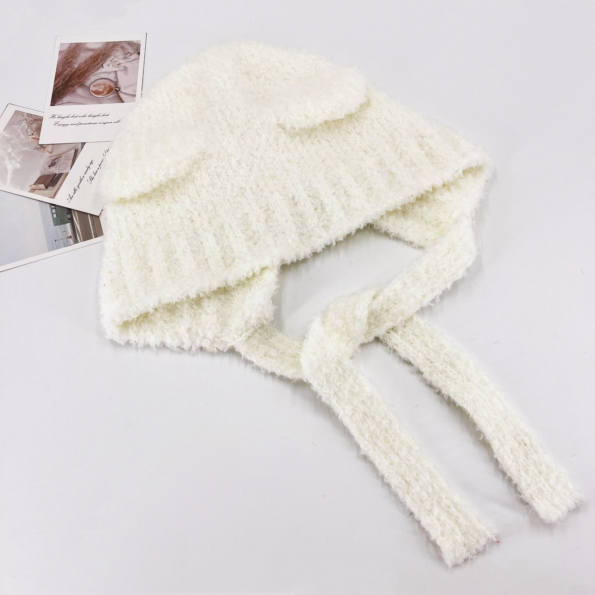 Women S Fluffy Bear Knitted Beanie - Autumn Winter Thickened Warm Hat With Ear Protection, Cute Fuzzy Winter Cap For Women
