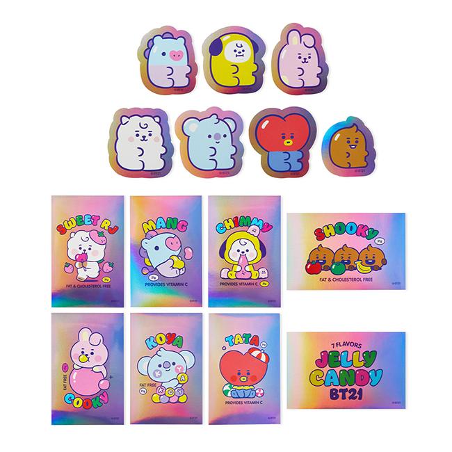 

Line Friends BT21 Baby Jelly Candy Hologram Deco Sticker 1 Set (15 штук)