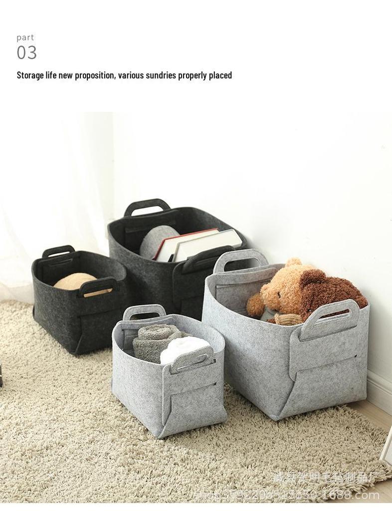 Felt Folding Storage Basket with Double Handles - Assembled Organizer for Underwear and Sundries