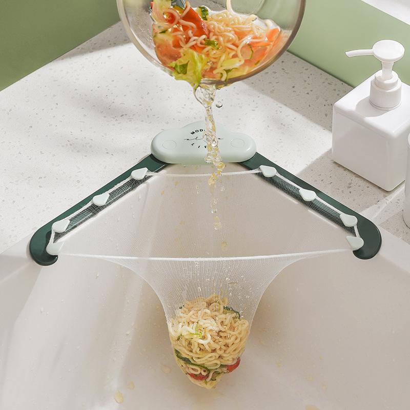 Filtro per lavello da cucina Rete triangolare per avanzi Filtro a rete Anti-intasamento Separazione dei residui monouso Borsa appesa Strumenti di scarico