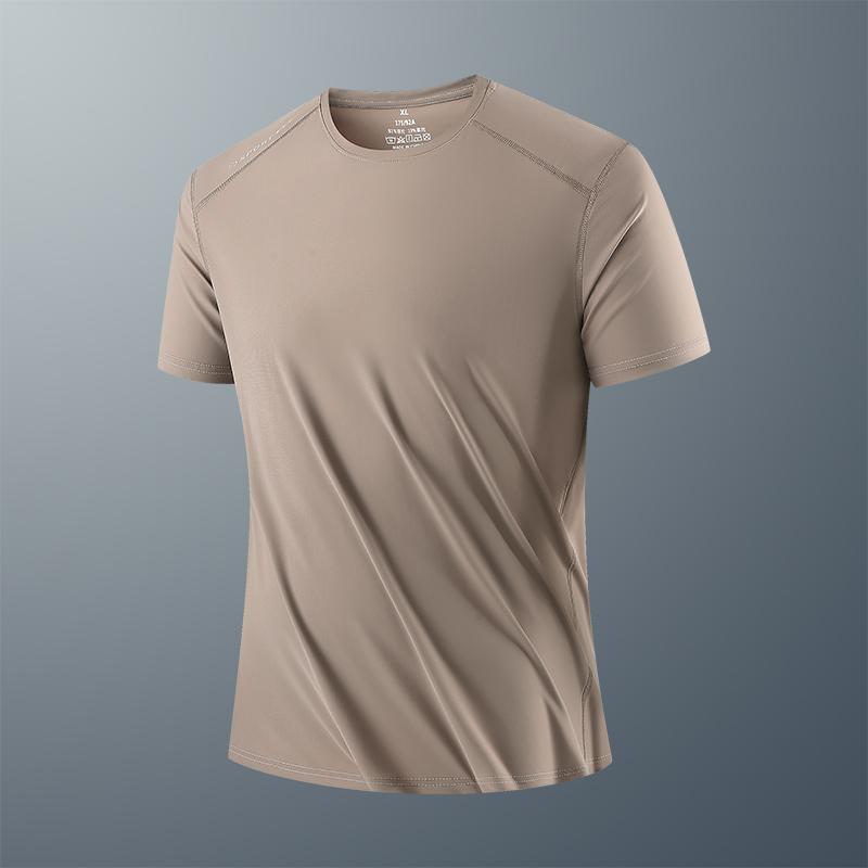 

Large Size Ice Silk Loose Breathable Casual T-shirt Men s Outdoor Casual Sports Quick-drying Short Sleeves M хакі