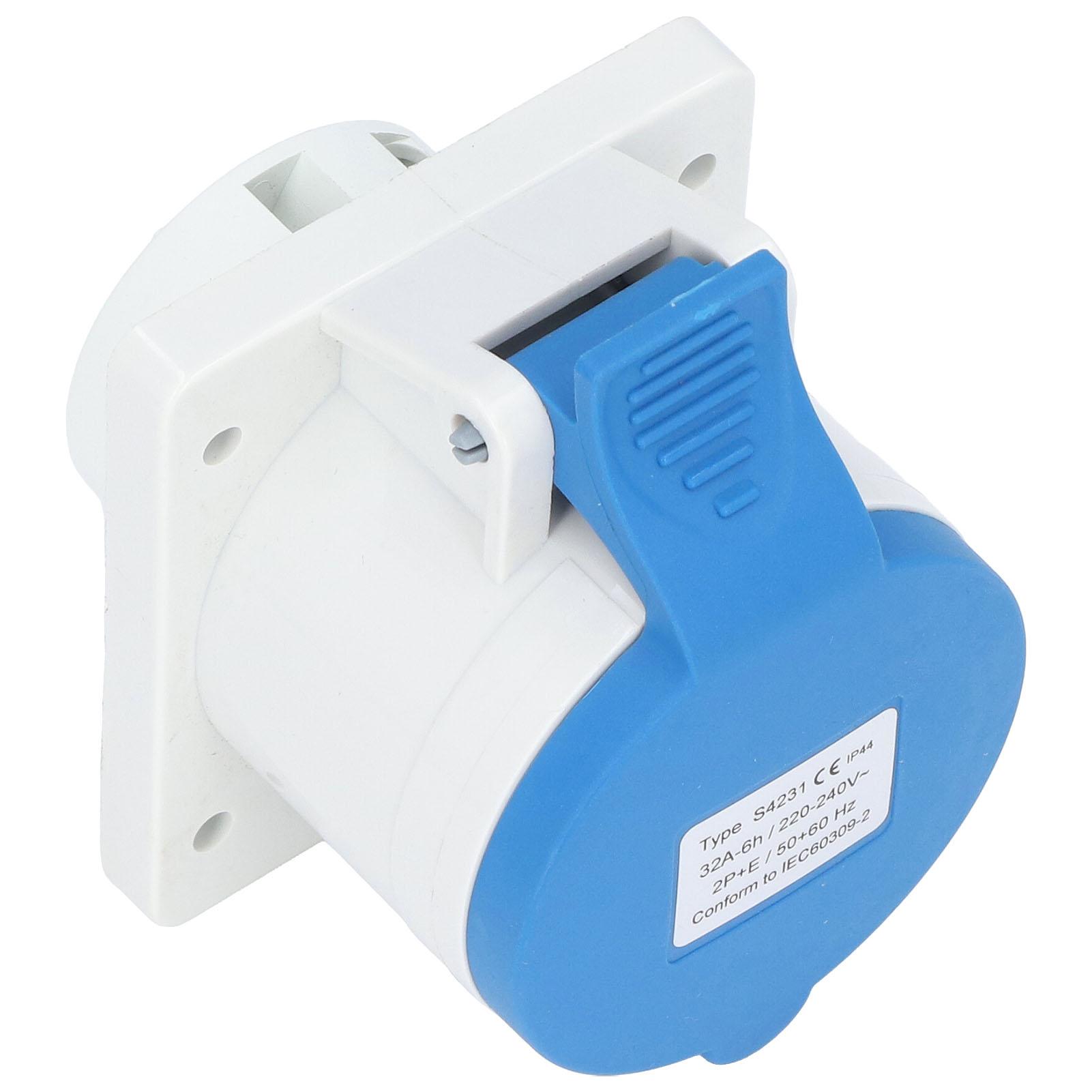 

3 Pin 2P+E Industrial Connector IP44 Waterproof Concealed Mount Aviation Socket AC 220240V 32A