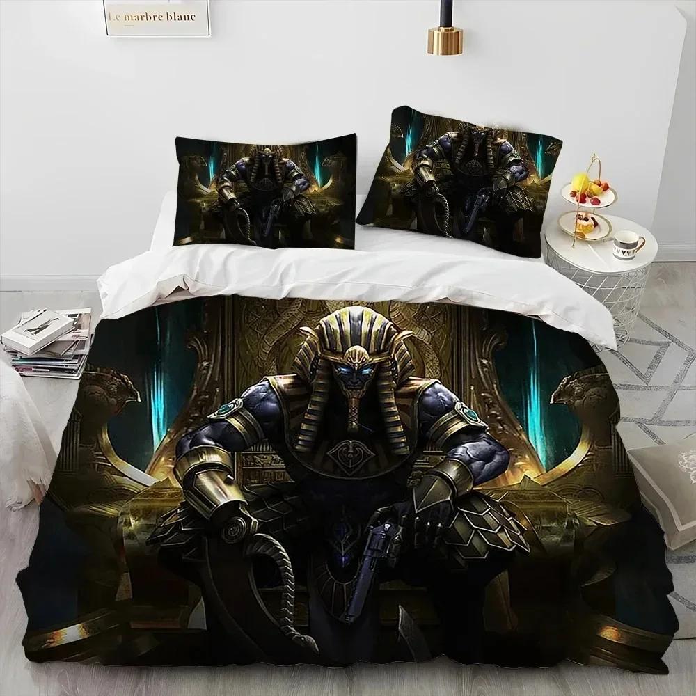 Egyptian Mythology Pharaoh Hieroglyphics Bedding Set Duvet Cover Bed Set Quilt Cover Pillowcase Comforter King Queen Size