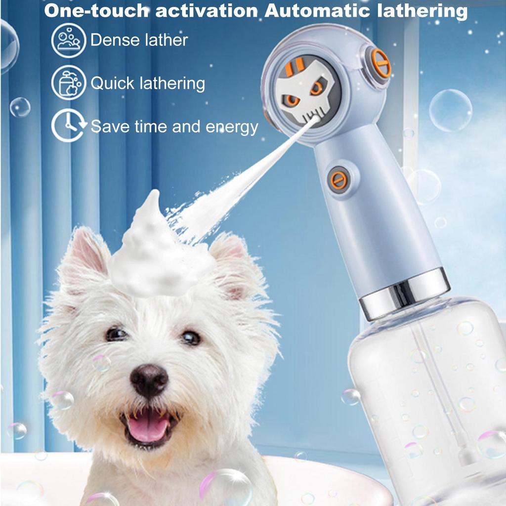 Mousseur de Shampooing pour Chien Pommeau de Douche Étanche Distributeur de Savon Moussant Automatique pour Chat pour Laver Bain Douche Spa Baignoire Maison Chats Chiens