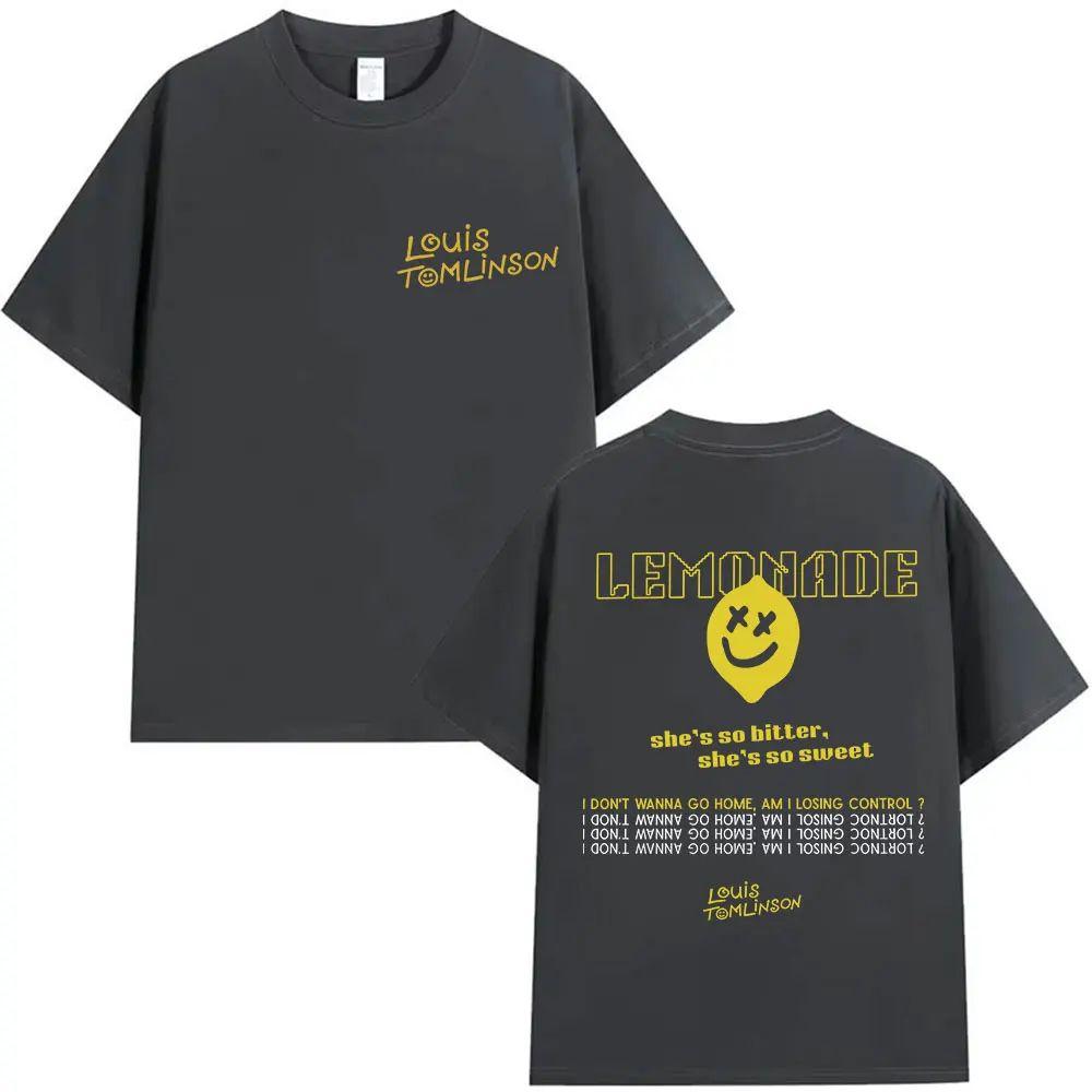 

Y2k Hip Pop Tops Louis Tomlinson Lemonade Tour Album Vintage Fashion High Quality Print Cotton Tshirt Casual Loose Tee Unisex 4XL