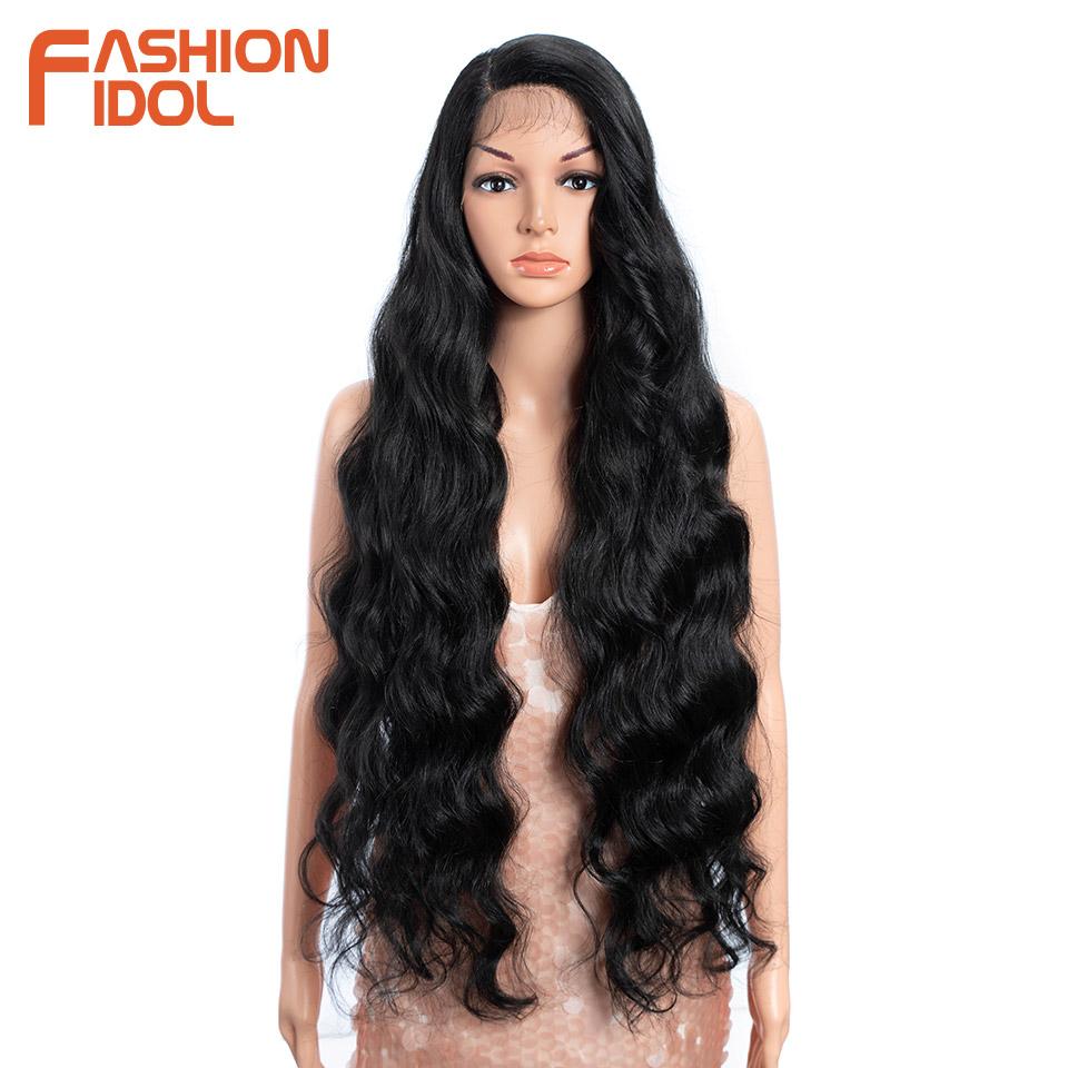 

FASHION IDOL 36inch/90cm Deep Wave Cosplay Wigs Synthetic Lace Front Wigs For Black Women Fiber Part Lace Wigs Super Long Wavy (as the picture,150%&36inches-90cm&Lace Front)