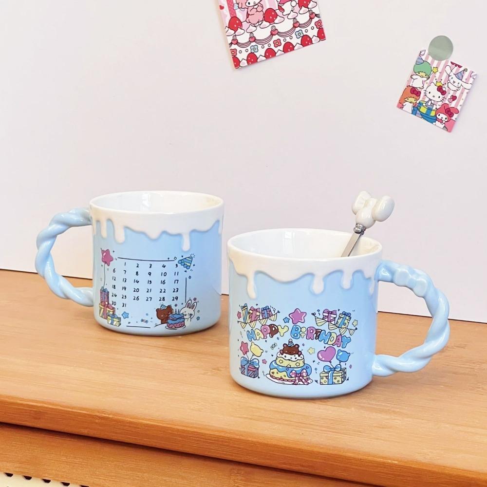 Birthday Candle Water Cup, Cake Gift Ceramic Cup, Birthday Gift Mugs Coffee Cups for Male Girlfriend Drinkware
