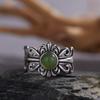 Personalized S925 Sterling Silver Natural Colored Treasure Ring, Retro Iris Exquisite Open Ring, Adjustable Couple Index Finger Ring