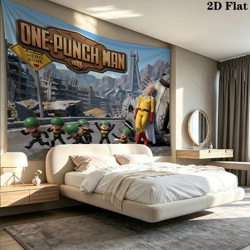 Onepunch Man Wall Tapestry Aesthetic Wall Hanging Printed Fabric Blanket Decorative Tapestries For Bedroom Living Room Home Decor
