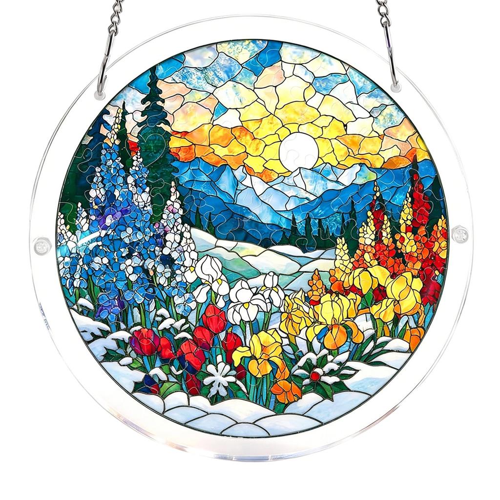 Acrylic Puzzle For Adult, Colorful Flame Hummingbirds Sun Catchers Window Hanging Panel 83 Puzzle SunCatchers For Home Decor Birthday Women Men Mom