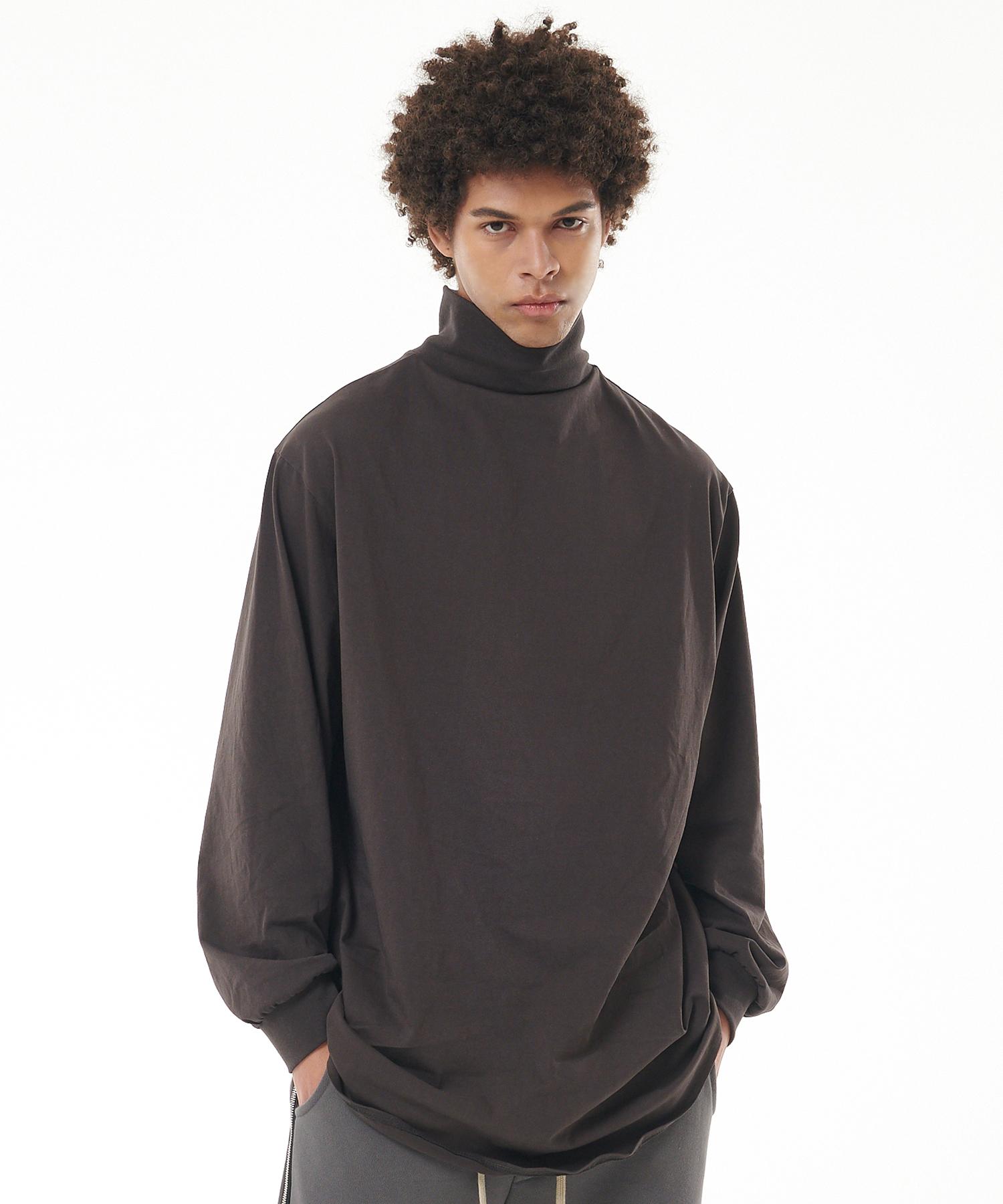 Attention Row Zipper Turtleneck Long Sleeve (Dark Gray) 1