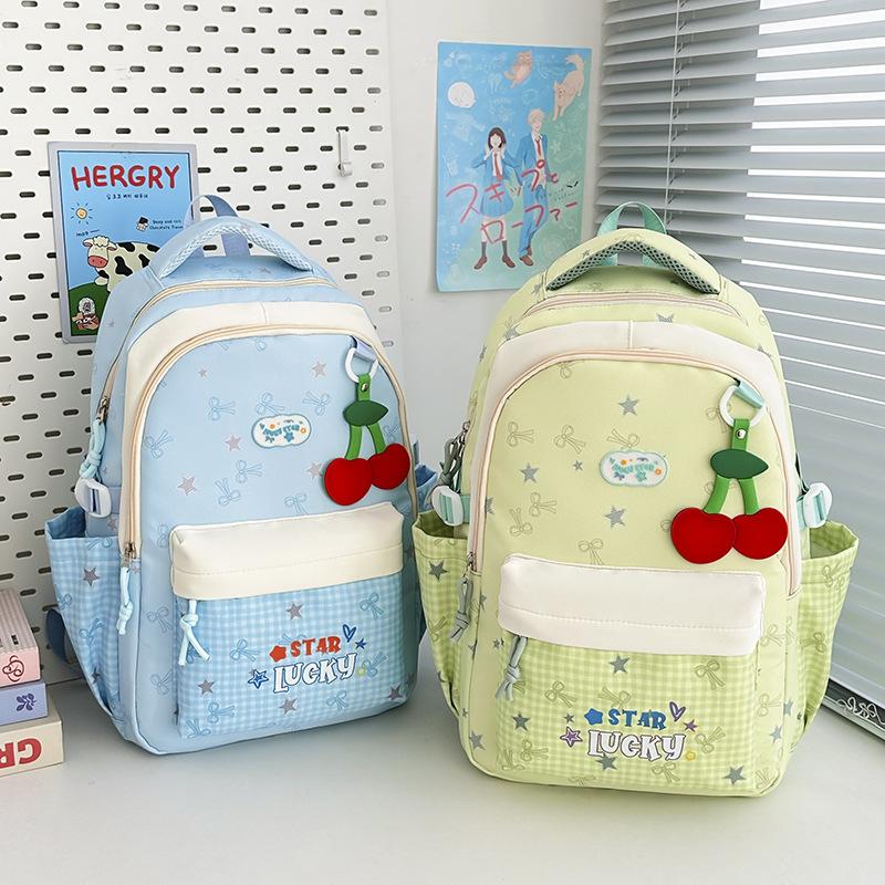Schoolbag Korean cute junior high school high school student schoolbag small fresh star plaid backpack high value lightweight backpack