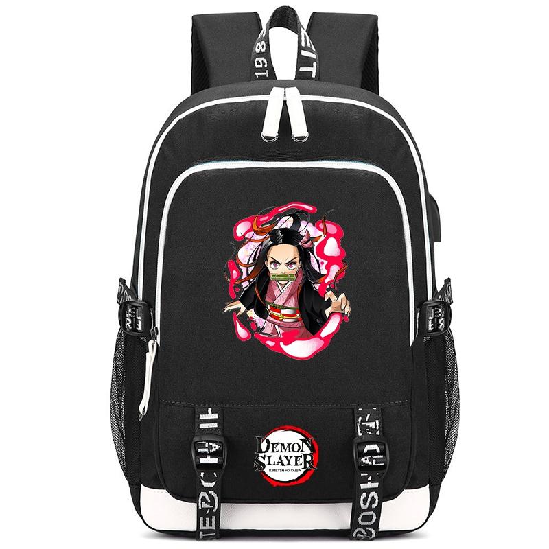 Anime Demon Slayer Canvas Backpack Printed Backpack for Girl Boy Gift Back To School Bookbag Men Women Travel Bag Mochila