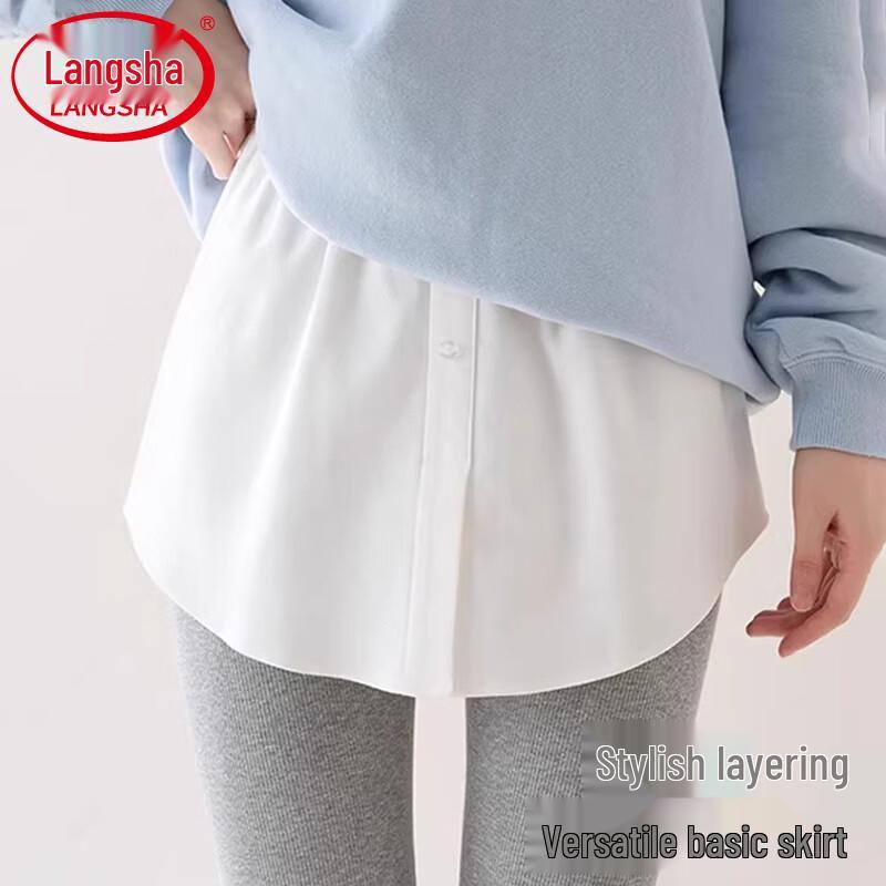 

Langsha Women s Layering Fake Hem Skirt M