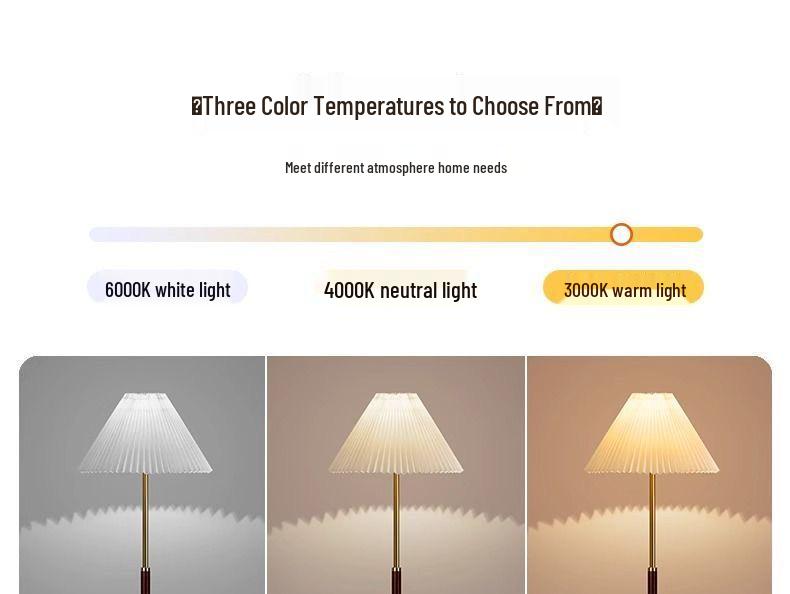 Retro Pleated Floor Lamp for Living Room or Bedroom - Eye-Protective, Luxury, and Simple Design