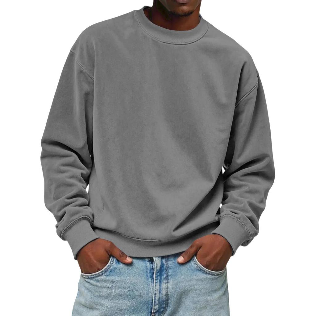 Men's Deer Skin Velvet Hoodie - Autumn/Winter Casual Round Neck Pullover