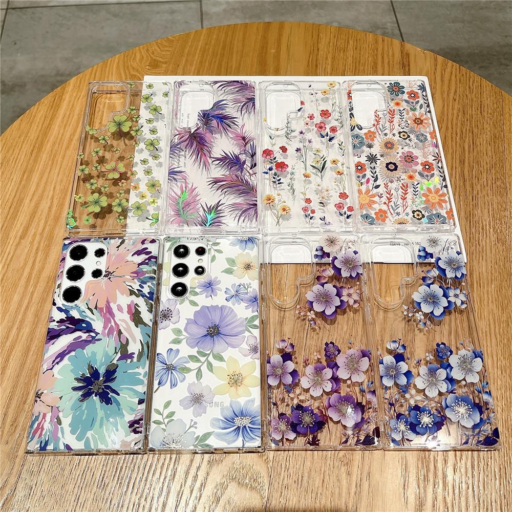 Suitable for Samsung Mobile Phone Case S25u a53 High permeability Electroplating Flowers S22 S24 Double Layer Printed Anti Fall Shell