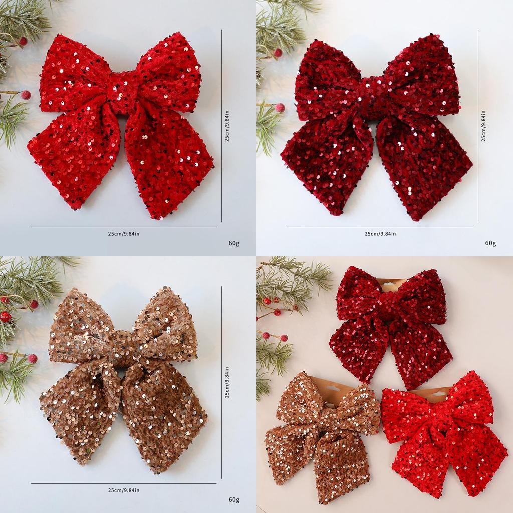 Christmas Butterfly Ribbon Ornament With Sequins For Holiday Decor