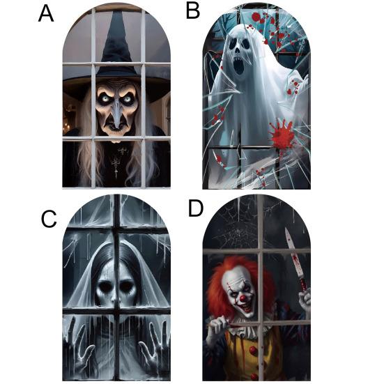 Halloween Ghost Decoration Spooky Light-up Wall Decor Lighted Hologram Scary Witch Clown for Horror Themed Party Haunted House Decoration