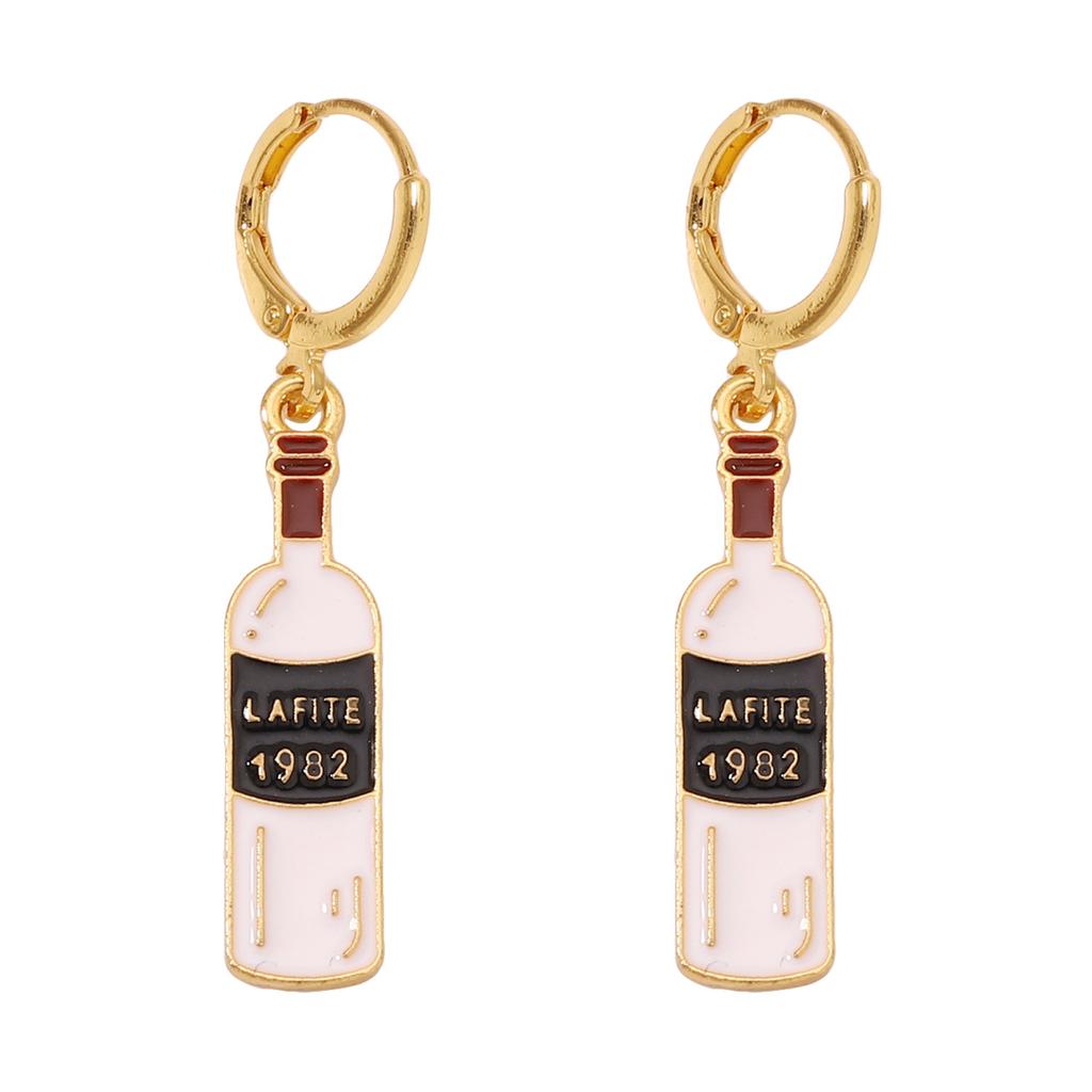Yiwu jewelry women's cross-border e-commerce Amazon explosion cute temperament red wine bottle dripping oil versatile earrings earrings