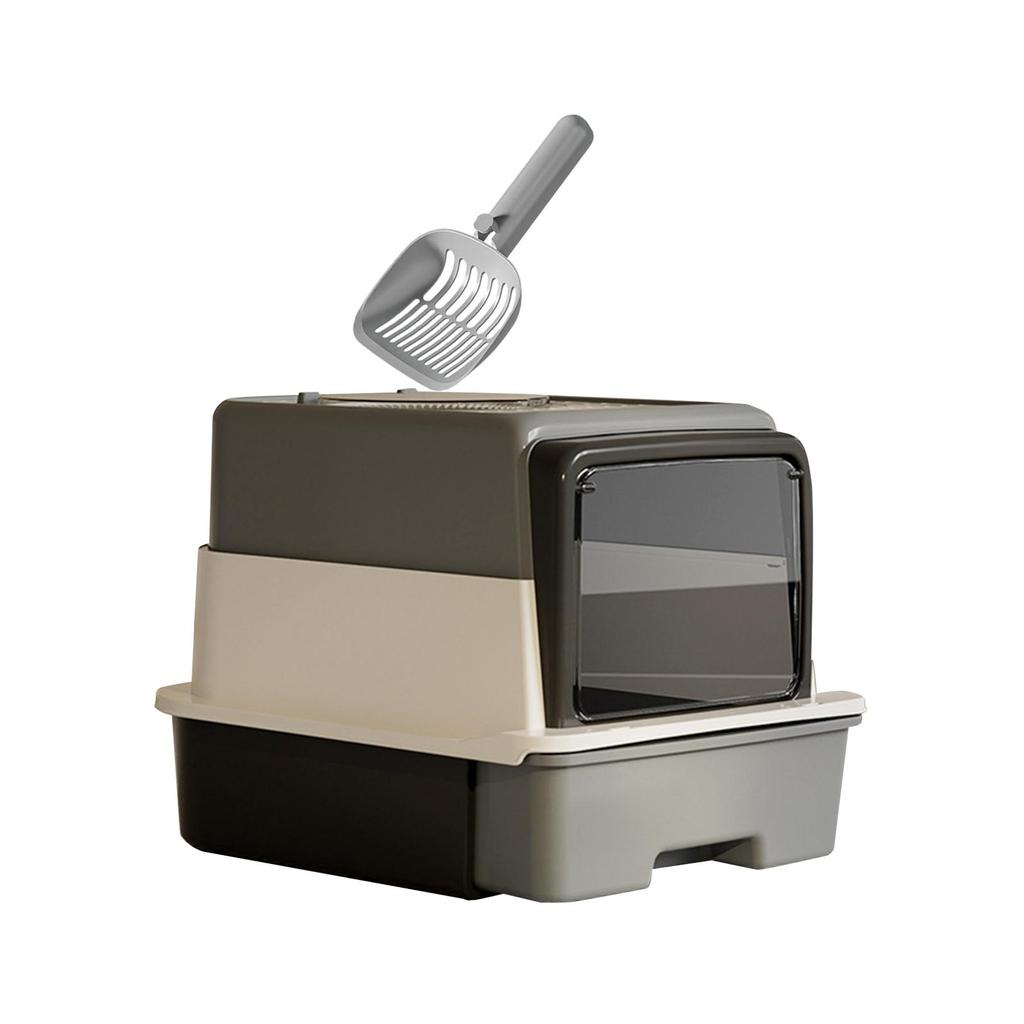 Fully Enclosed Cat Litter Tray,Hooded Cat Litter Box with ,Bedpan,Pet Litter Box,Pet Litter Tray with Lid for Travel